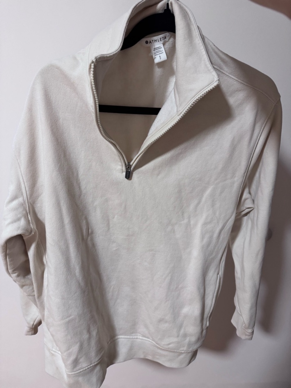 Athleta Off-White Quarter-Zip Pullover